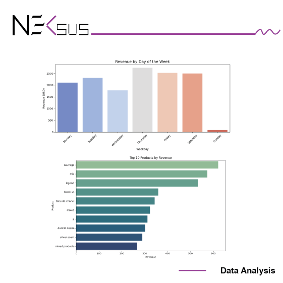 AI-powered data analysis project website showcasing advanced data visualization and actionable insights by neksus team