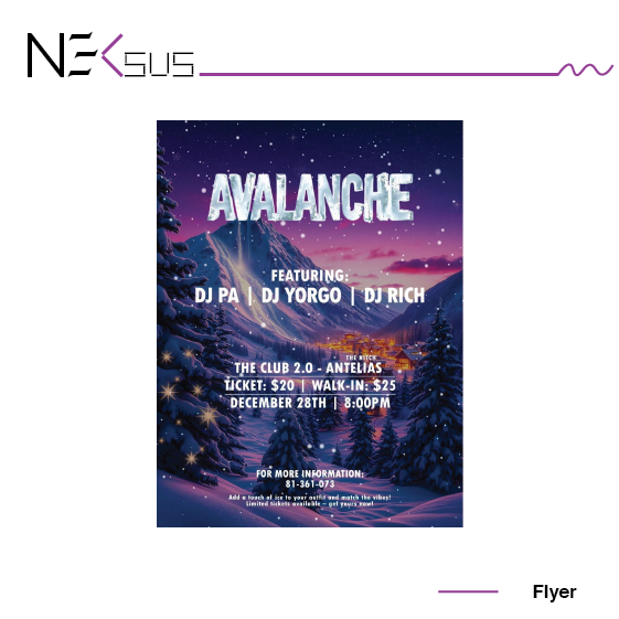 Flyer design featuring bold visuals, elegant typography, and clear layout for impactful brand communication.