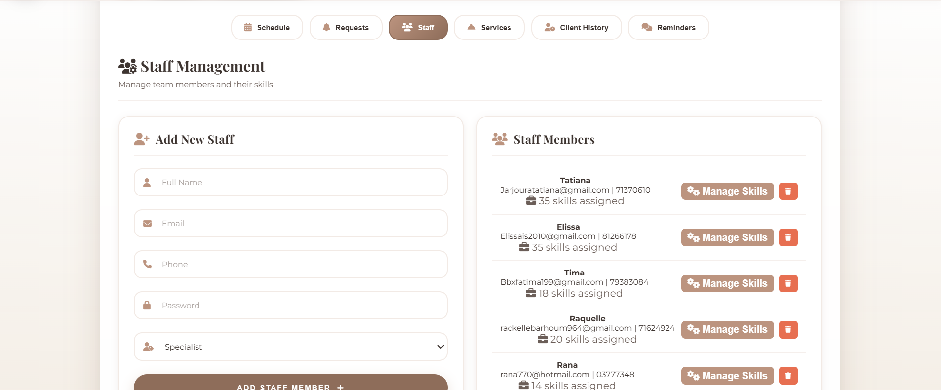 Plume Blanche Booking System